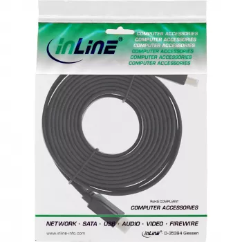 Cabo HDMI plano InLine High Speed com Ethernet banhado a ouro preto 3 m