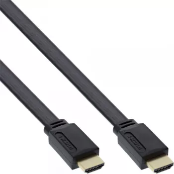 Cabo HDMI plano InLine High Speed com Ethernet banhado a ouro preto 0,5 m