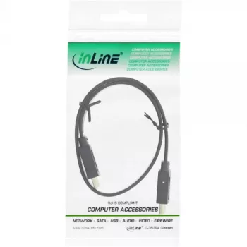 Cabo HDMI plano InLine High Speed com Ethernet banhado a ouro preto 0,5 m