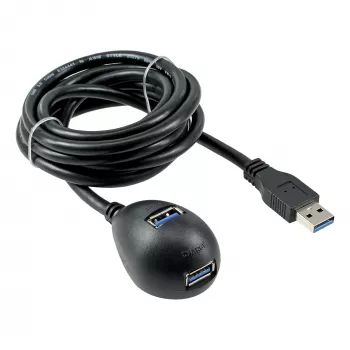 Cabo USB 3.2 Gen.1 InLine USB Type-A M / A F + alimentação, com suporte, preto, 3 m