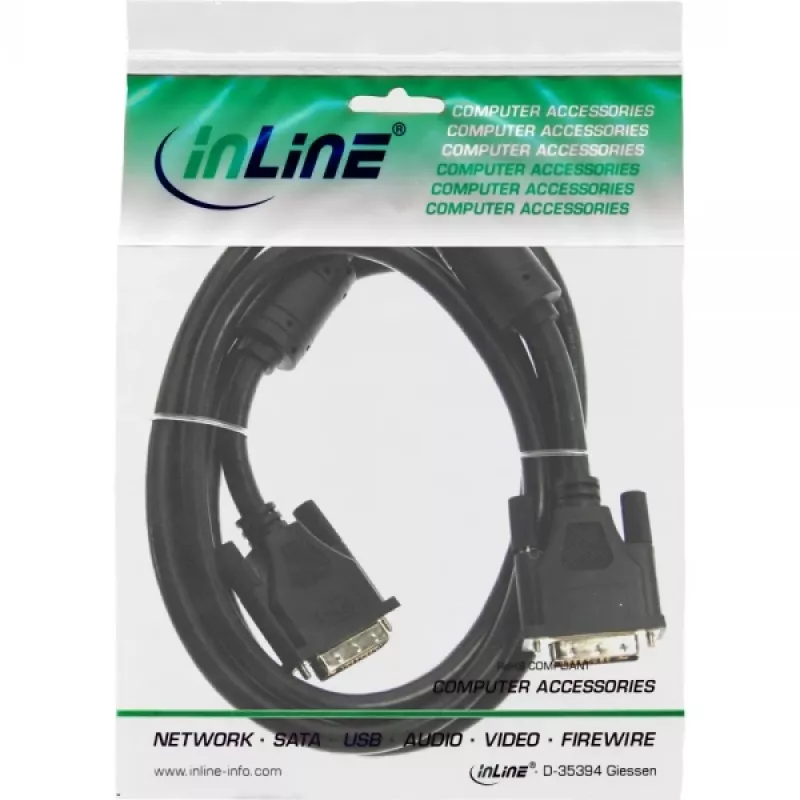 Cabo DVI-D InLine 24+1 macho/macho Dual Link 2 núcleos de ferrite 3m