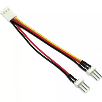 Adaptador de ventoinha InLine cabo em Y 3pin Molex conector fêmea / 2x 3pin Molex conector macho 100 unid.