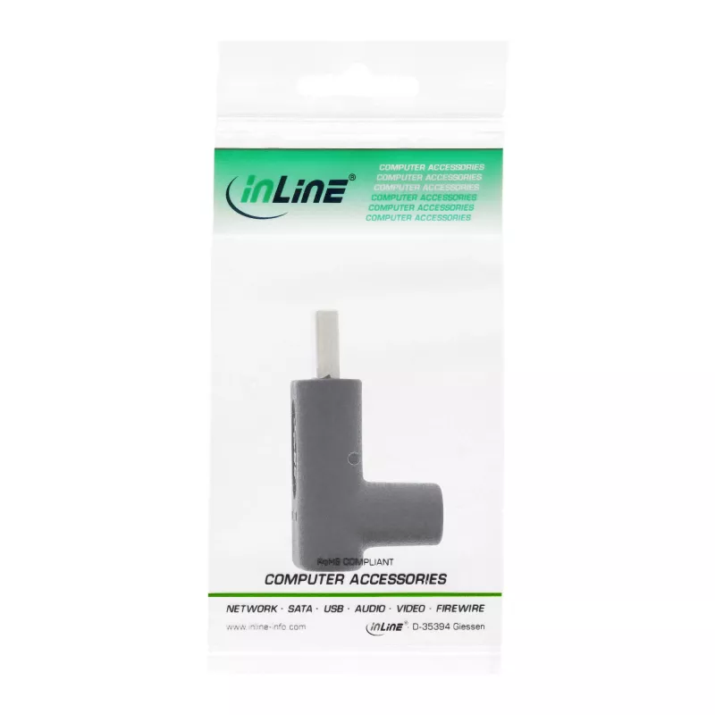 Adaptador USB 3.2 Gen.2 InLine 35807 USB-C macho para C fêmea para cima/para baixo em ângulo