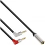 Cabo de áudio fino para assento de avião InLine 2x 3,5 mm macho para 1x fêmea, 0,15 m