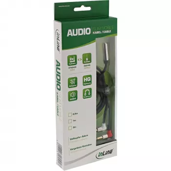 Cabo de áudio fino para assento de avião InLine 2x 3,5 mm macho para 1x fêmea, 0,15 m