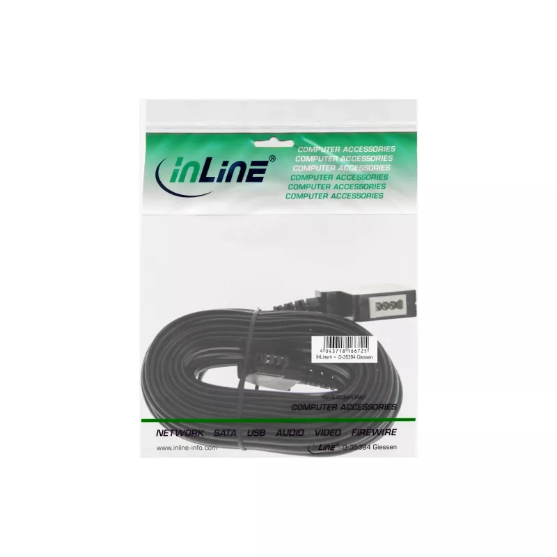 Cabo de extensão telefónica InLine TAE-F 15m preto