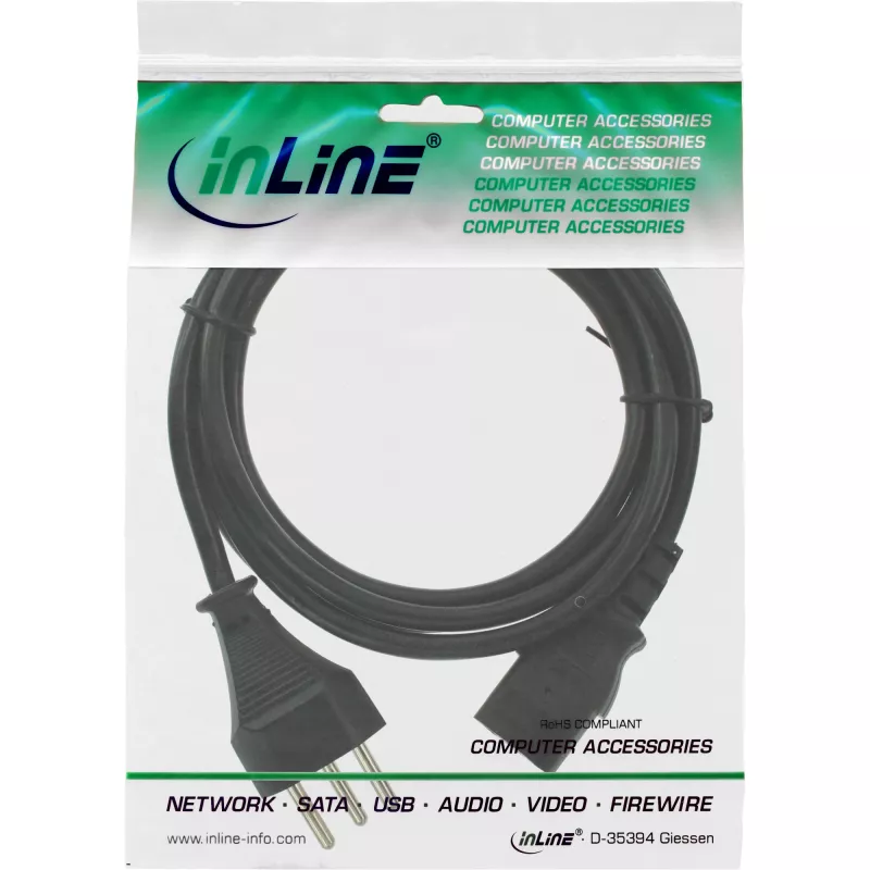 Cabo de alimentação InLine 16655R Suíça preto 5m