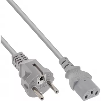 Cabo de alimentação InLine, CEE 7/7 reto / 3 pinos IEC C13 macho, cinzento, 5 m