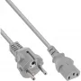Cabo de alimentação InLine, CEE 7/7 reto / 3 pinos IEC C13 macho, cinzento, 5 m