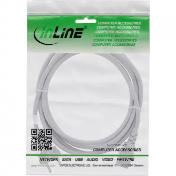 Cabo de alimentação InLine, CEE 7/7 reto / 3 pinos IEC C13 macho, cinzento, 5 m