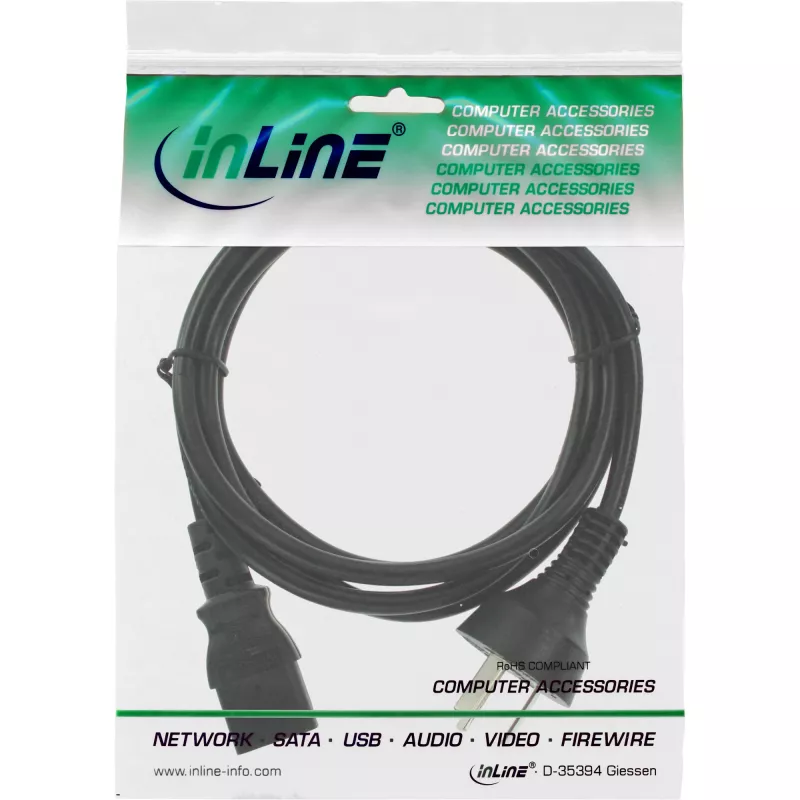 Cabo de alimentação InLine, ficha China / ficha IEC C13 de 3 polos, 3 m