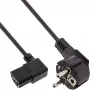 Cabo de alimentação InLine, CEE 7/7 angular / IEC C13 de 3 polos angular à esquerda, preto, 3 m
