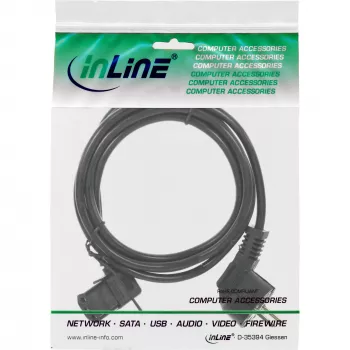 Cabo de alimentação InLine, CEE 7/7 angular / IEC C13 de 3 polos angular à esquerda, preto, 3 m