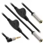 Cabo de áudio em Y fino InLine 3,5 mm ficha / 2x conector fêmea, com controlo de volume 0,25 m