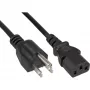 Cabo de alimentação InLine ficha EUA / ficha IEC C13 de 3 polos, 18 AWG, 5 m