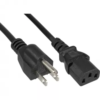Cabo de alimentação InLine ficha EUA / ficha IEC C13 de 3 pinos, 18 AWG, 1 m