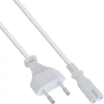 Cabo de alimentação InLine, ficha Euro / ficha Euro8, branco, 5,0 m