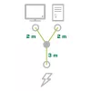 Cabo de alimentação em Y InLine 1x CEE 7/7 angular / 2x ficha IEC C13 de 3 polos, 5 m