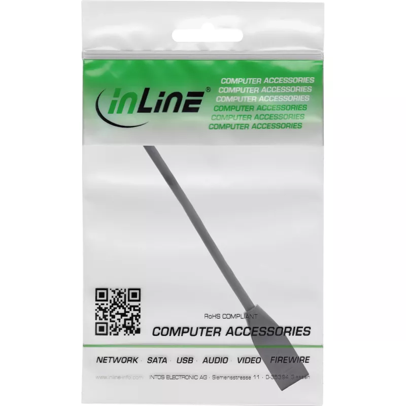 InLine protetor de interface RJ45 Cat.6A S/FTP, RJ45 macho/fêmea, preto, 0,2m