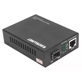 Intellinet conversor de mídia Gigabit PoE+, 1 porta 1000Base-T RJ45 para 1 porta SFP, injetor PoE+