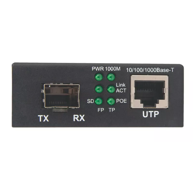 Intellinet conversor de mídia Gigabit PoE+, 1 porta 1000Base-T RJ45 para 1 porta SFP, injetor PoE+
