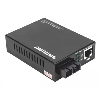 Intellinet conversor de mídia Gigabit PoE+, porta 1000Base-T RJ45 para 1000Base-LX (SC) monomodo, 20 km, injetor PoE+