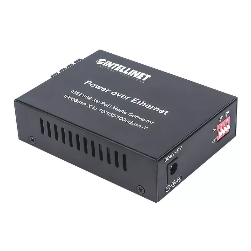 Intellinet 508209 conversor de meios Gigabit PoE+, de 1000Base-T RJ45 para 1000Base-LX SC monomodo, 20 km, 1310 nm, até 30 W
