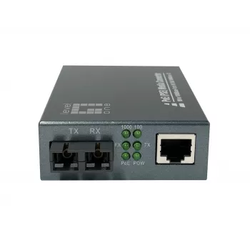LevelOne conversor de mídia Gigabit RJ45 para SC, PoE PSE, fibra multimodo, 0,5 km