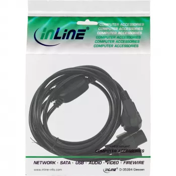 InLine cabo de alimentação em Y 1x CEE 7/7 / 3x ficha IEC C13 de 3 polos, preto, 3m