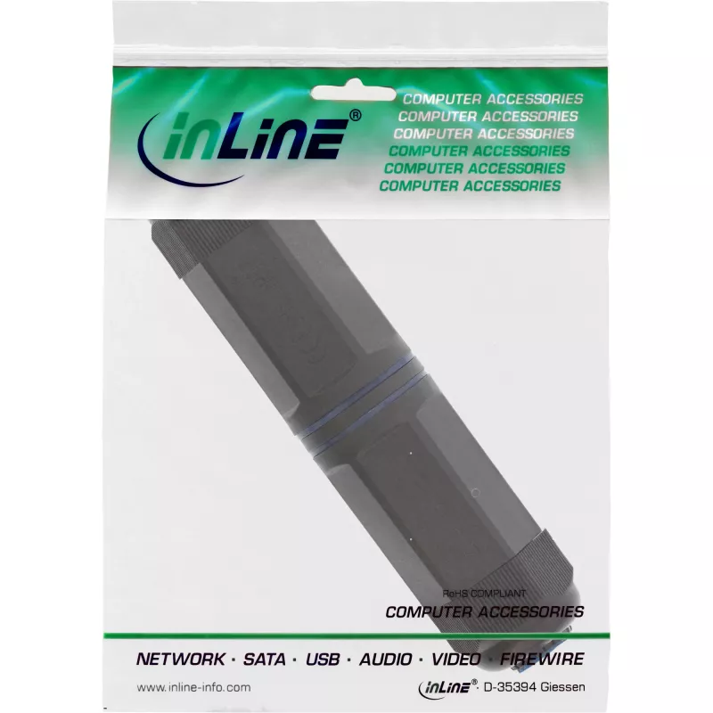InLine conector Cat.6, impermeável IP67, 2x RJ45 fêmea/fêmea, 1:1