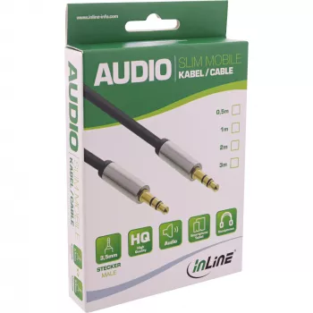InLine cabo de áudio fino 3,5 mm macho / 3,5 mm macho, estéreo, 3 m
