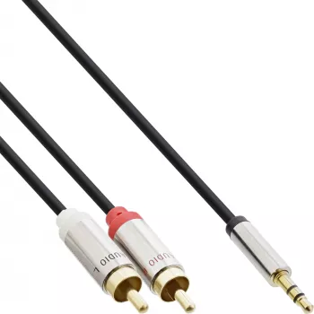Cabo de áudio InLine fino 3,5 mm ficha / 2x ficha RCA 0,5 m