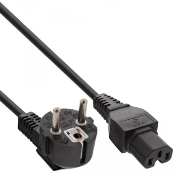 Cabo de alimentação InLine, CEE7/7 angular para C15 reto, 3 x 1 mm², preto, 5 m