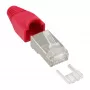 Ficha de crimpagem InLine RJ45 8P8C blindada com guia de inserção e proteção anti-dobra, vermelho