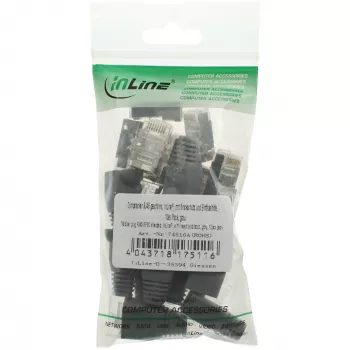 Ficha de crimpagem InLine RJ45 8P8C blindada com guia de inserção e proteção anti-dobra, cinzento