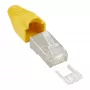 Ficha de crimpagem InLine RJ45 8P8C blindada com guia de inserção e proteção anti-dobra, amarelo