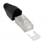 Ficha de crimpagem InLine RJ45 8P8C blindada com guia de inserção e proteção anti-dobra 100 unid.