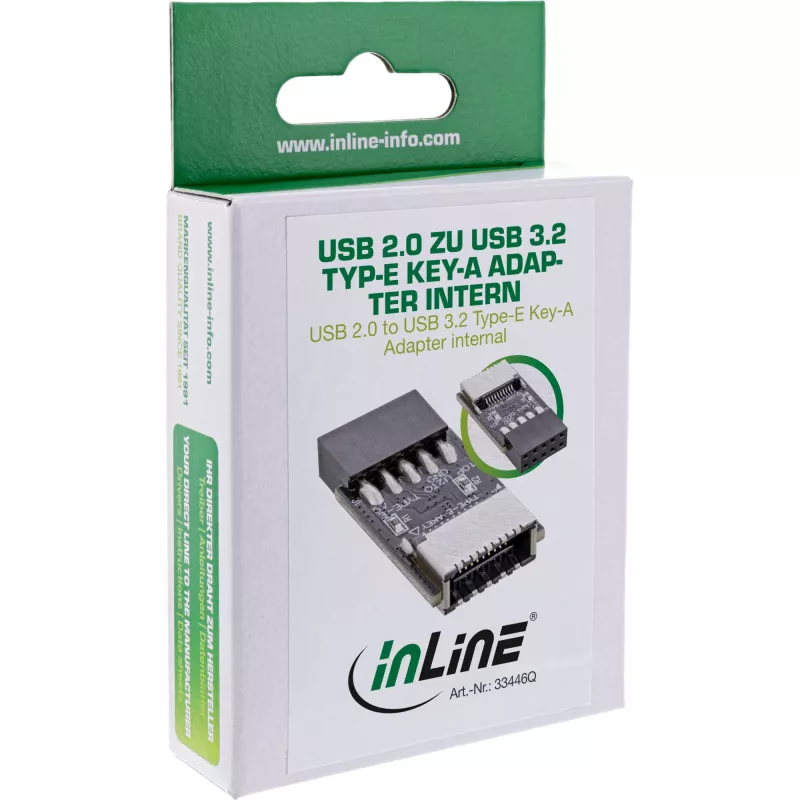 Adaptador interno InLine USB 2.0 para USB 3.2 Type-E Key-A