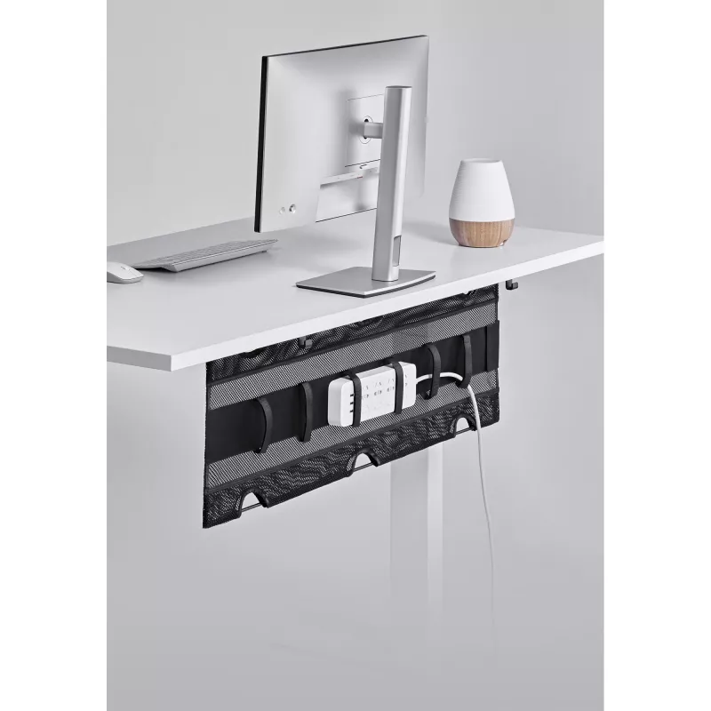 Rede de arrumação InLine para montagem sob a secretária com fitas de velcro, preto, largura máxima do dispositivo 30 cm, 310×910×15 mm