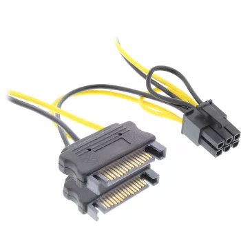 Adaptador de alimentação InLine 2x SATA / 6 pinos para placa gráfica PCIe 26628B