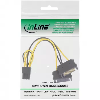 Adaptador de alimentação InLine 2x SATA / 6 pinos para placa gráfica PCIe 26628B