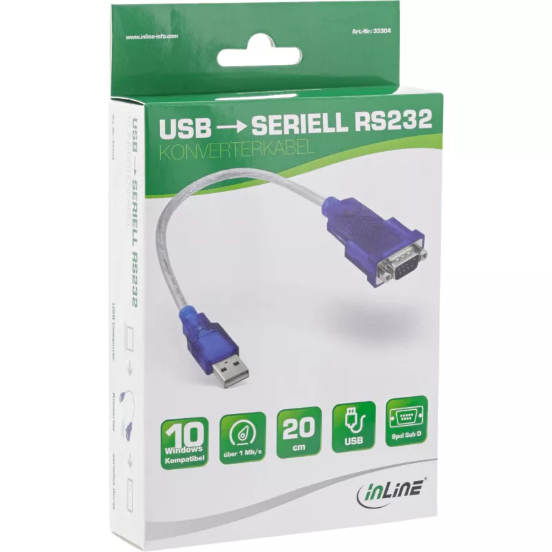 Cabo adaptador InLine USB para serial USB Type-A macho / DB9 macho aprox. 0,2 m
