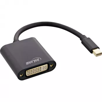 Adaptador InLine Mini DisplayPort macho / DVI-D 24+1 fêmea alumínio preto, 0,15 m