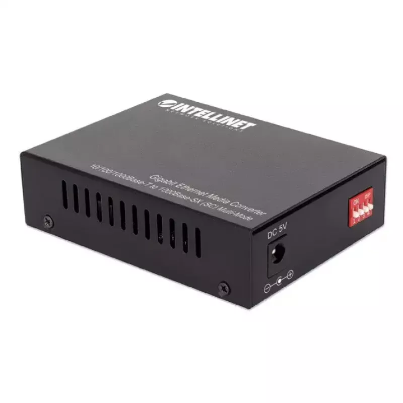 Intellinet 508544 conversor de meios Gigabit Ethernet, de 10/100/1000Base-T RJ45 para 1000Base-SX SC multimodo, 550 m, 850 nm, autonegociação