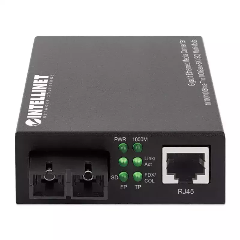 Intellinet 508544 conversor de meios Gigabit Ethernet, de 10/100/1000Base-T RJ45 para 1000Base-SX SC multimodo, 550 m, 850 nm, autonegociação
