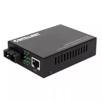 Conversor de mídia Intellinet Gigabit Ethernet 10/100/1000Base-T para 1000Base-SX (SC) multimodo, 550 m (1.800 ft.), autonegociação