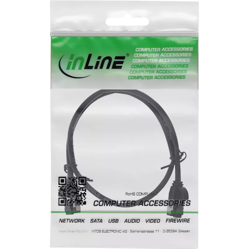 Cabo de rede InLine fino, U/FTP, Cat.8.1, TPE sem halogéneos, preto 1m
