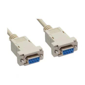 Cabo null modem InLine DB9 fêmea/fêmea, com clipes, cinzento, 2 m