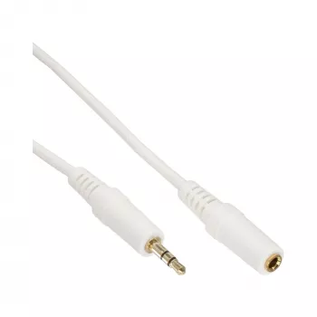 Cabo de áudio InLine 3,5 mm macho/fêmea, estéreo, branco/dourado 5 m