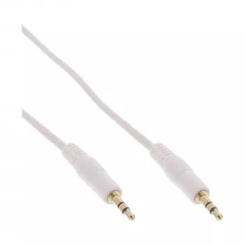 Cabo de áudio InLine 3,5mm estéreo macho/macho, branco/dourado, 1,5m